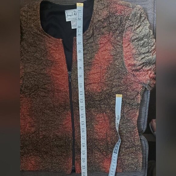 Joseph Ribkoff Zip Blazer Crinkle Metallic Ombre Holiday Maximalist Statement - Picture 6 of 13
